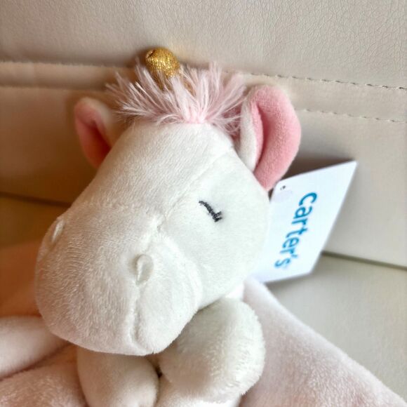 Carter's Pink Unicorn Baby Girl's Super Plush Lovey Security Blanket Tag A Long - Picture 3 of 3